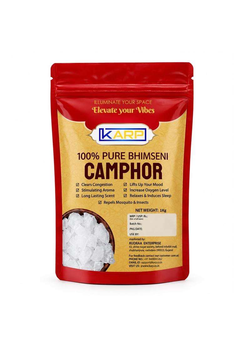 KARP Bhimseni Camphor 1KG 100 Percent Pure Camphor Kapoor for Pooja Aarti Havan - Indya