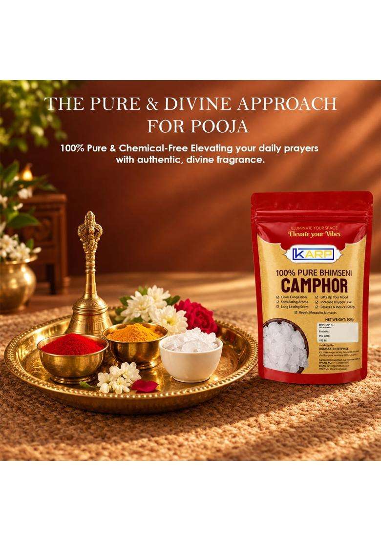 KARP Bhimseni Camphor 1KG 100 Percent Pure Camphor Kapoor for Pooja Aarti Havan - Indya