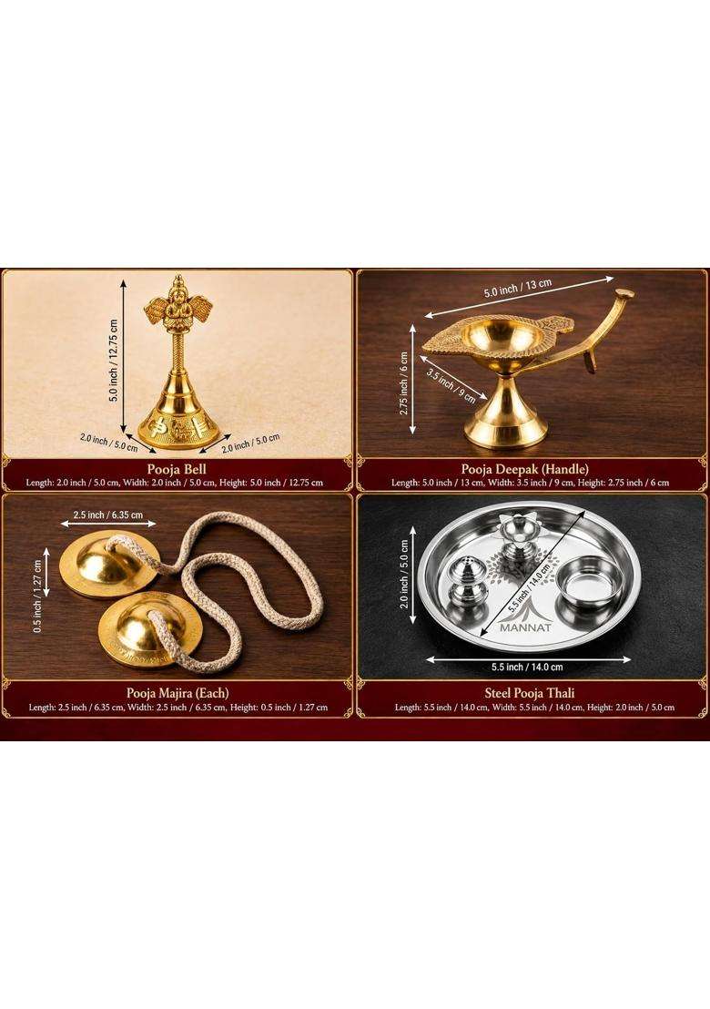 Multicolour Essential Navratri Diwali Pooja Samagri Kit with Thali 1 Essential Pooja Kit - Indya