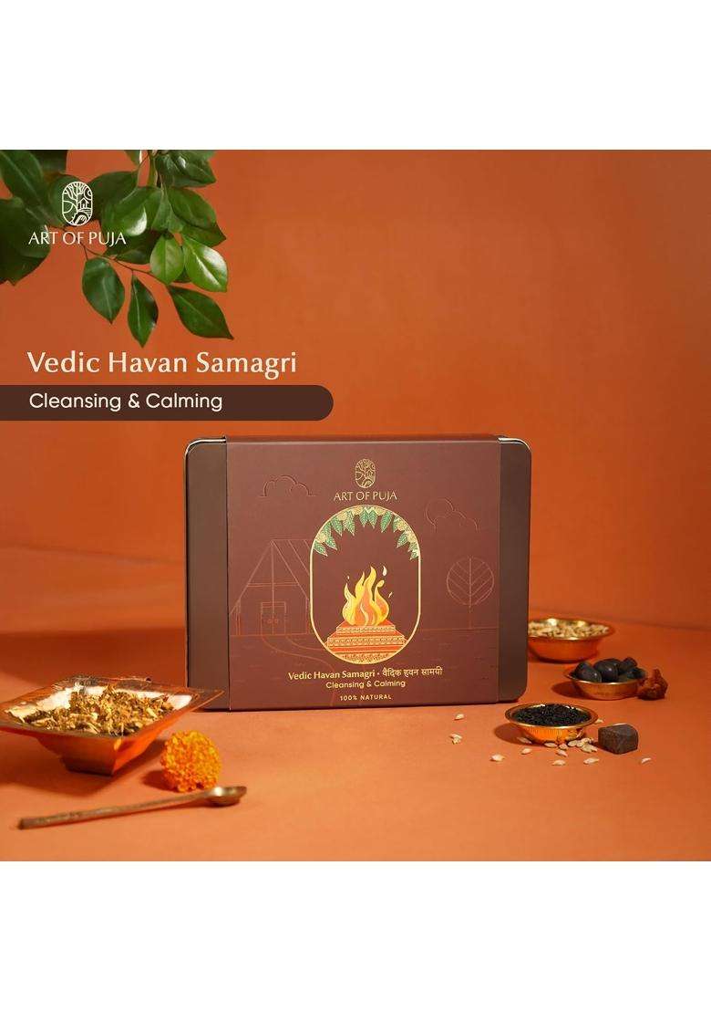 Durga Puja Combo Kit Ghee Wicks Vedic Havan Samagri Rose Incense Bhimseni Camphor Puja Roli and Sindoor - Indya