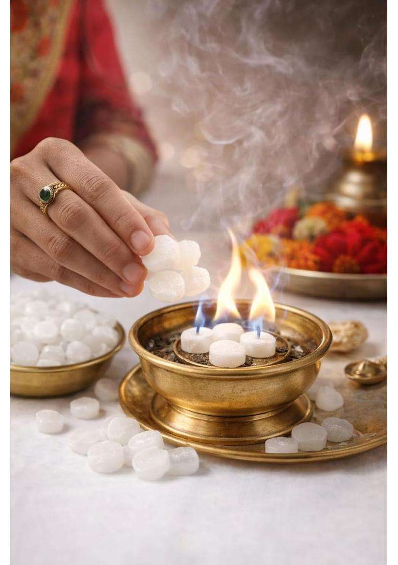 Razan Camphor Tablets for Pooja Bhimseni Pure 1000G - Indya