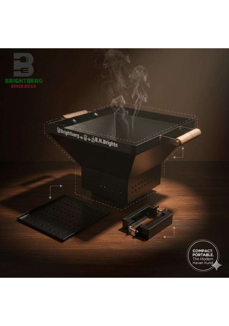 Brightberg Black Havan Kund CRC Seat Pawder Coating Body for Home and Mander Hanuman Pooja and Laxmi Pooja All - Indya