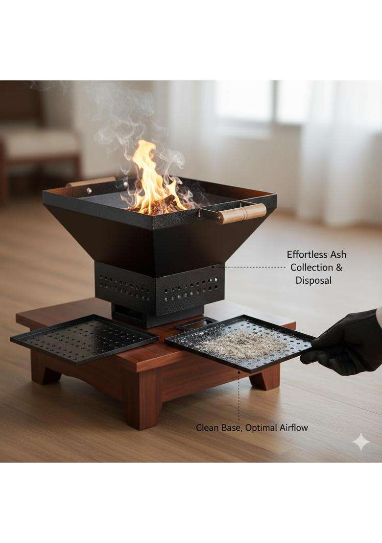 Brightberg Black Havan Kund CRC Seat Pawder Coating Body for Home and Mander Hanuman Pooja and Laxmi Pooja All - Indya