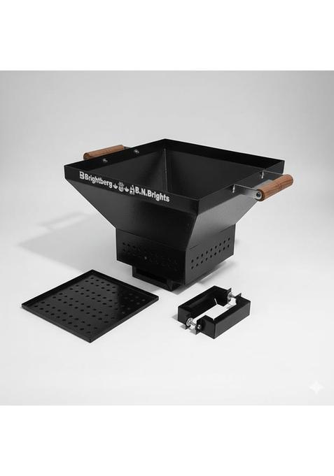 Brightberg Black Havan Kund CRC Seat Pawder Coating Body for Home and Mander Hanuman Pooja and Laxmi Pooja All