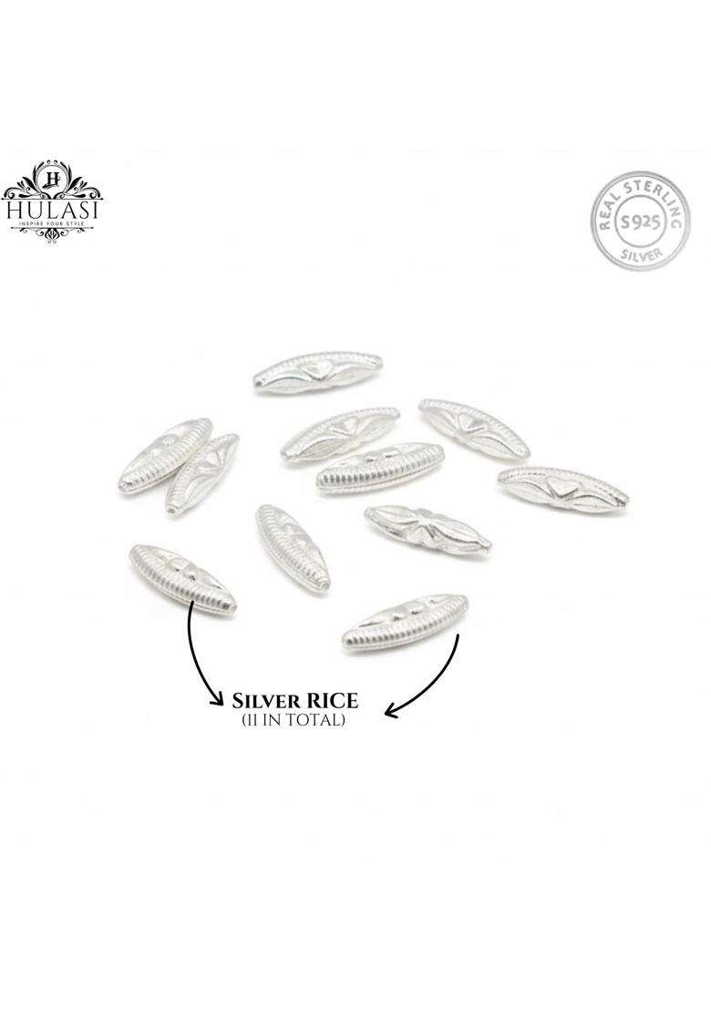 Hulasi 925 Pure Silver Rice Grain Chawal Ke Daane Sterling Silver - Indya