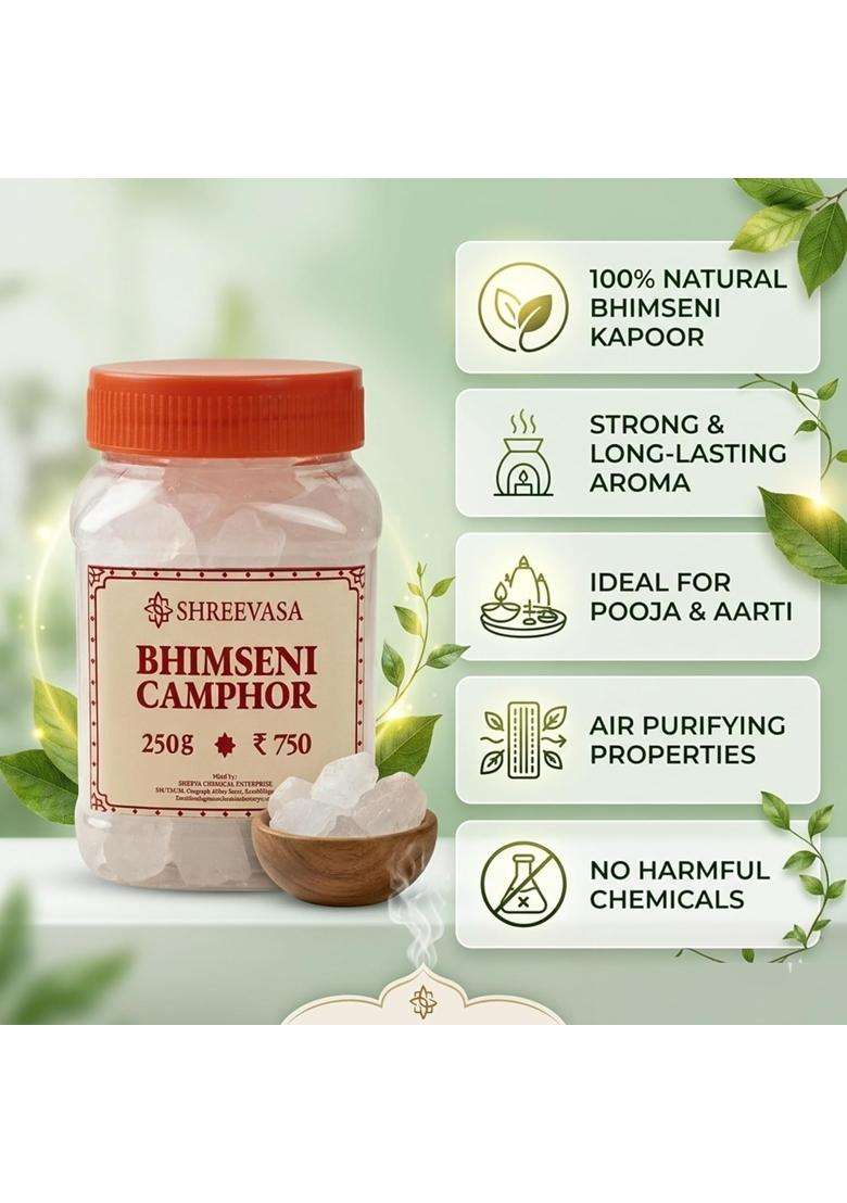 Shreevasa Bhimseni Camphor 100 Percent Pure Original Pacha Karpooram - Indya
