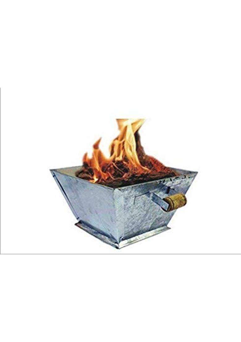 Rolimoli Silver Iron Hawan Kund for Hawan Pooja Deepawali Pujan Length 15 Inch Breadth 15 Inch - Indya