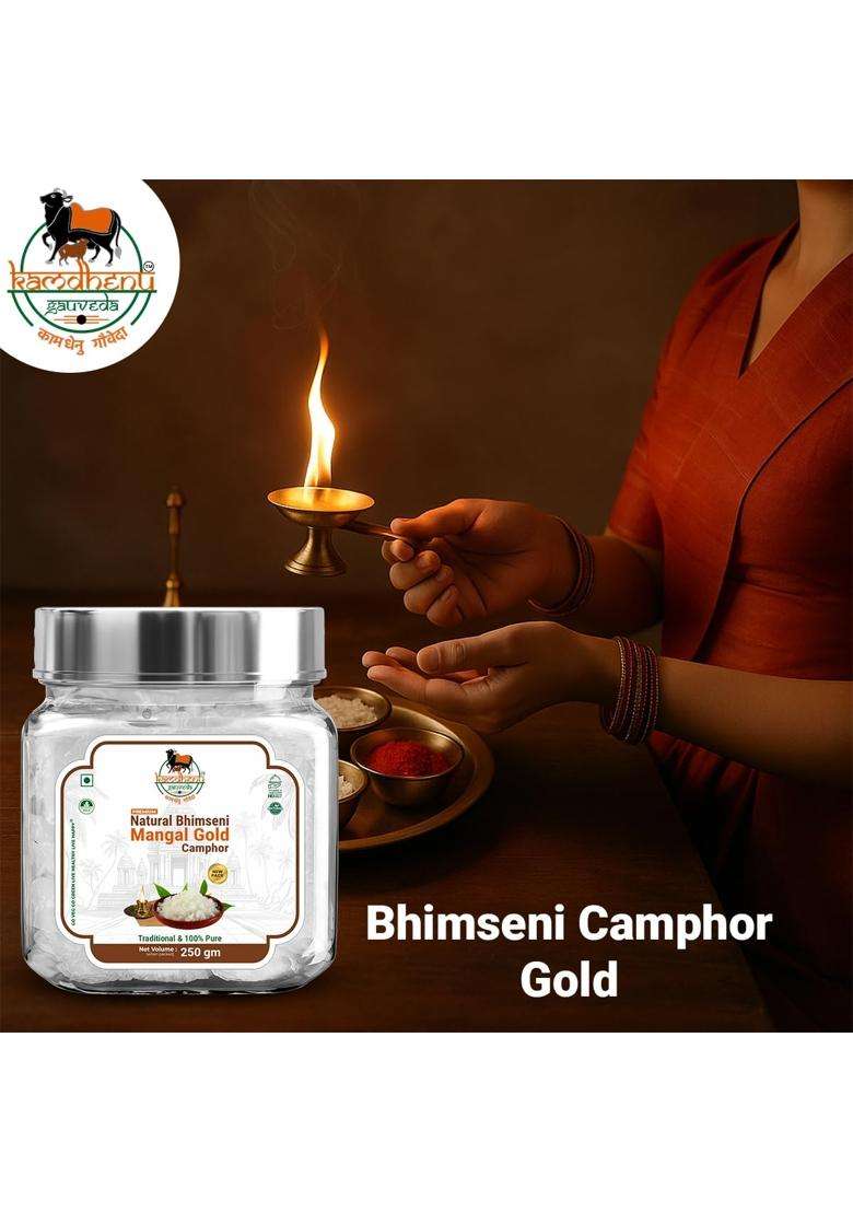 Kamdhenu Gauveda Lab Tested Natural Bhimseni Mangal Gold Camphor Pack of 2 - Indya
