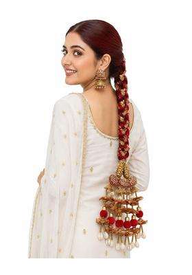 Simka Duble Mirror Heavy Design Punjabi Paranda with Golden Gotapatti Dori Hair Accessories Extension Braid