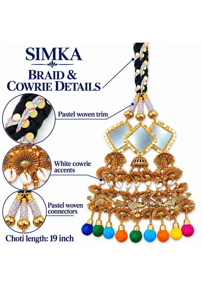 Simka Handmade Multicolour Peacock Punjabi Paranda for Women and Girls - Indya