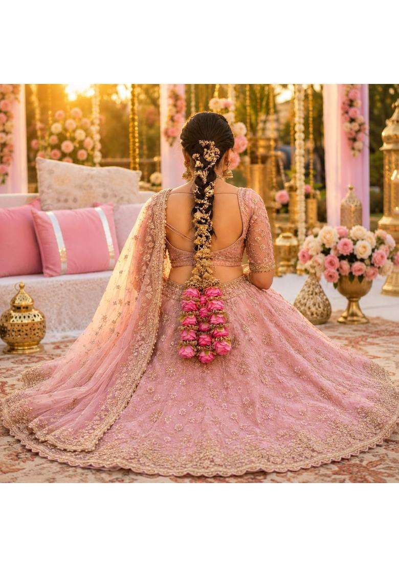 Forever Trend 26 Pink Rose Pranda for Women and Girls 30 Inch Handmade Punjabi Parandi - Indya