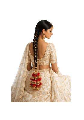 Forever Trend Handmade Punjabi Paranda for Women Traditional Red Mirchi Hair Parandi with Gold Accents