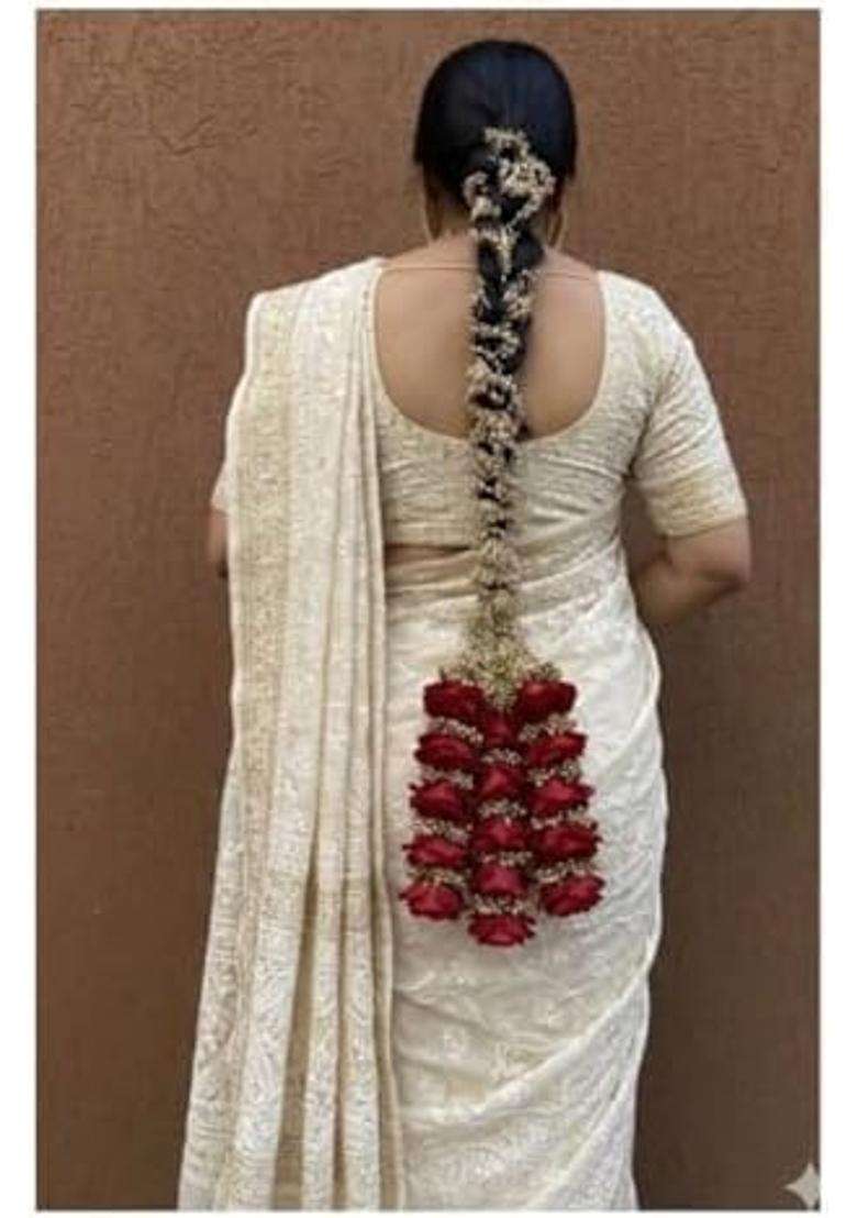 Maurya Mega Mart Heavy Rose Design Paranda Parandi Braid Tassles Hair Accessory for Women and Girls Hair - Indya