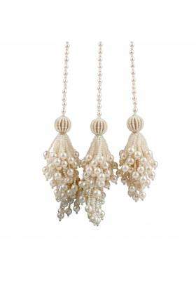 Milapark Crafts 25 Traditional Punjabi Pearl Parandi for Women White Pearl Braid Accessory with Tassels