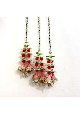Parrot Green Heavy Pom Paranda for Women Traditional Punjabi Braided Hair Extension with Tassels Ethnic Hair