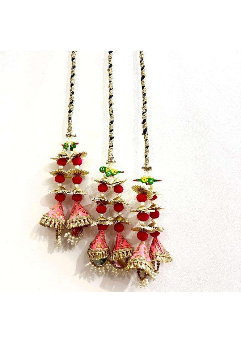 Parrot Green Heavy Pom Paranda for Women Traditional Punjabi Braided Hair Extension with Tassels Ethnic Hair - Indya