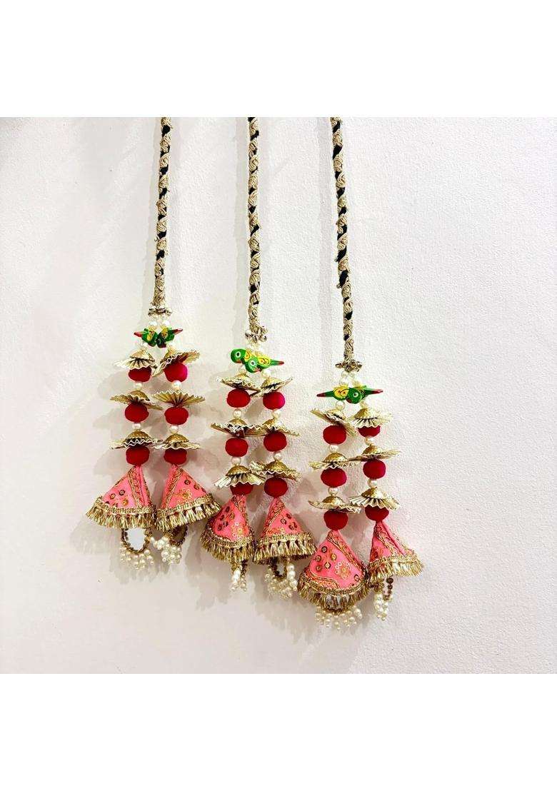 Parrot Green Heavy Pom Paranda for Women Traditional Punjabi Braided Hair Extension with Tassels Ethnic Hair - Indya