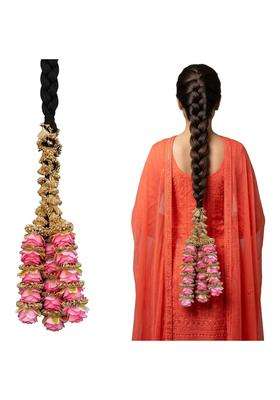 Forever Trend Pink Rose Pranda 30 Inch Handmade Punjabi Parandi for Women and Girls
