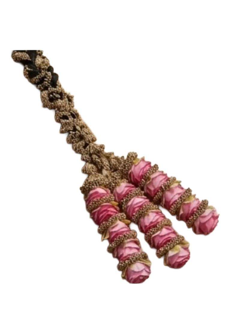 Forever Trend Pink Rose Pranda 30 Inch Handmade Punjabi Parandi for Women and Girls - Indya