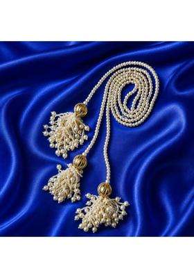 Beyond Products Punjabi Paranda for Women Heavy Stylish Hair Accessory for Hair Pearl White