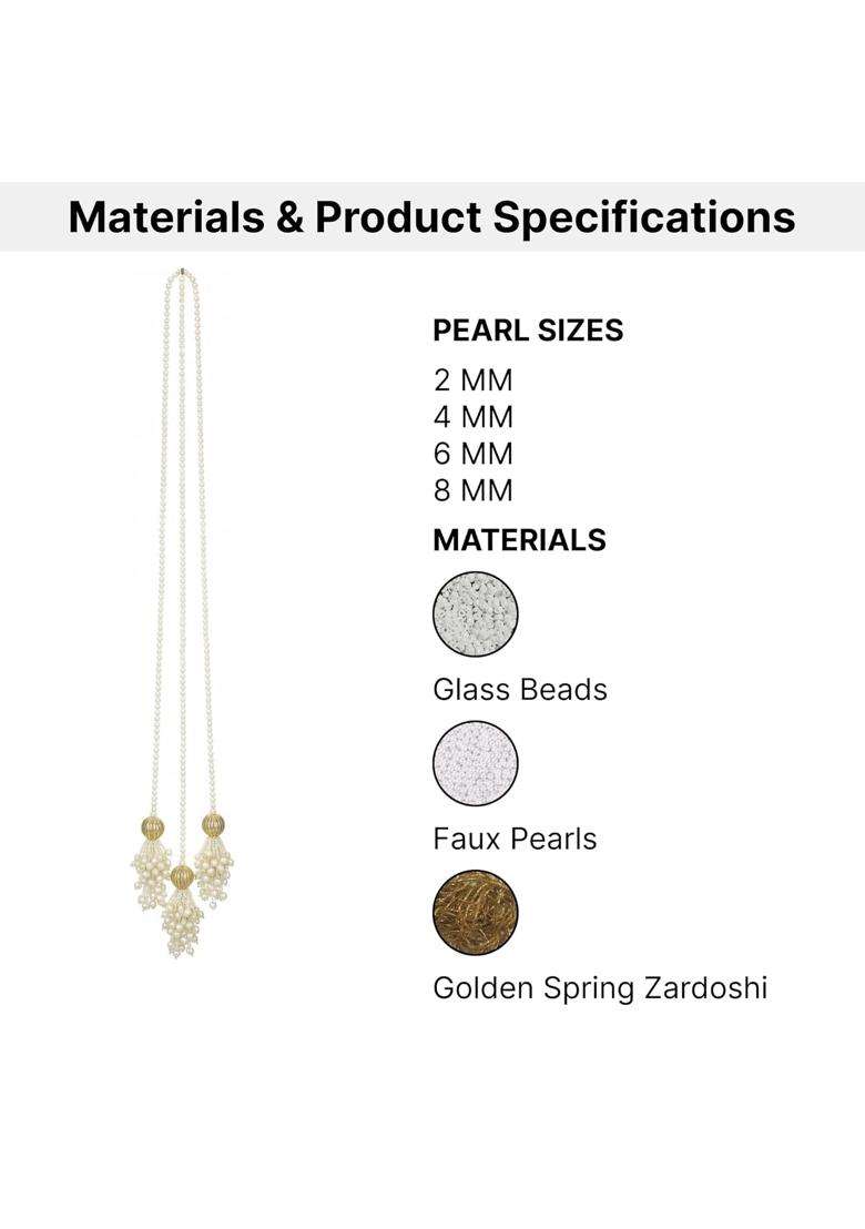 Beyond Products Punjabi Paranda for Women Heavy Stylish Hair Accessory for Hair Pearl White - Indya