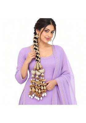 Simka Heavy Lace Design Parandi with Golden Gotapatti Dori Hair Extension Braid Tassles Patiala Shahi Paranda