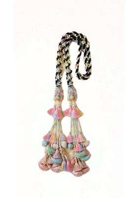 Punjabi Paranda Hair Braid Accessory Multicolor Tassel and Pearl Embellished