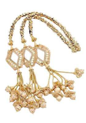 Diamond Shape Golden Paranda for Women Traditional Punjabi Hair Accessory with Tassels