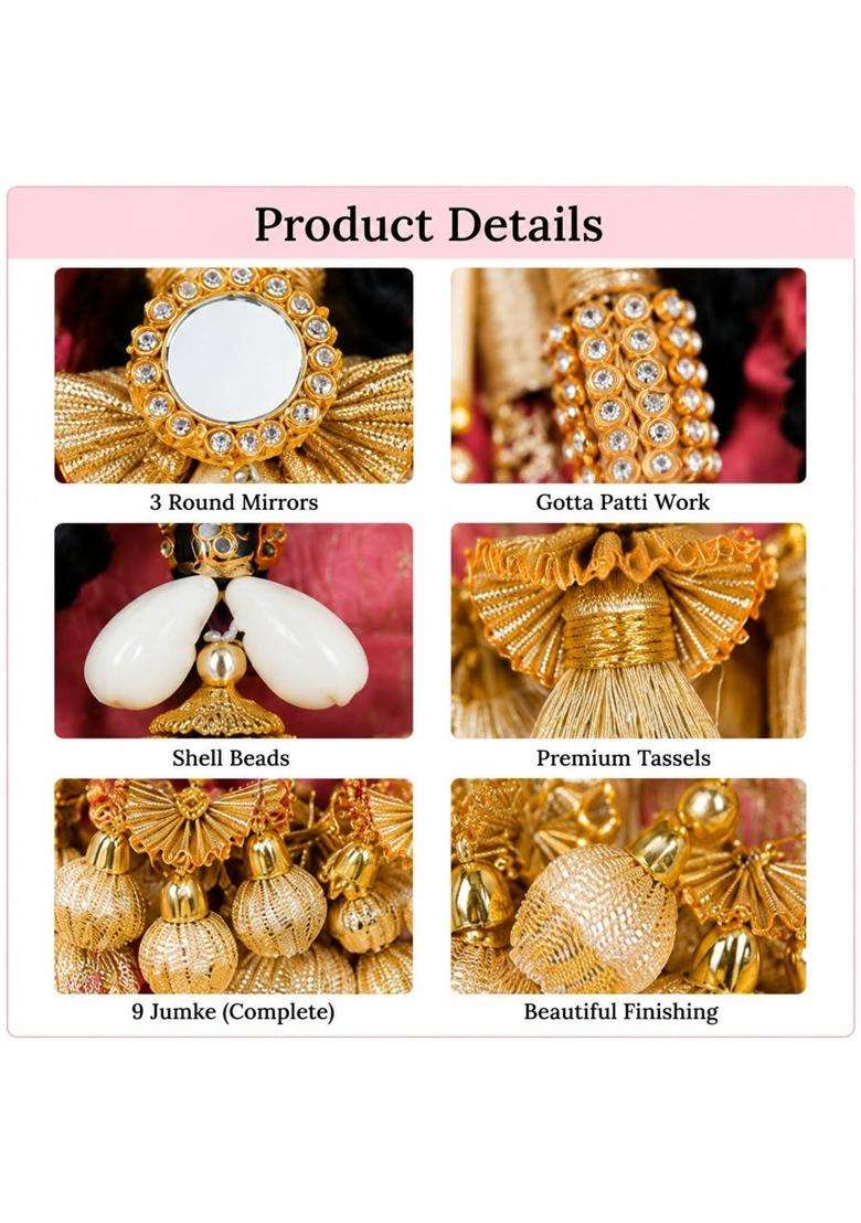 Simka Kaudi Punjabi Heavy Design Paranda Hair Extension Braid Tassles Patiala Shahi Parandi Hair Accessories - Indya