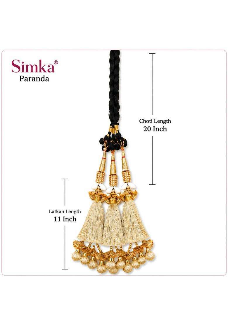 Simka Kaudi Punjabi Heavy Design Paranda Hair Extension Braid Tassles Patiala Shahi Parandi Hair Accessories - Indya