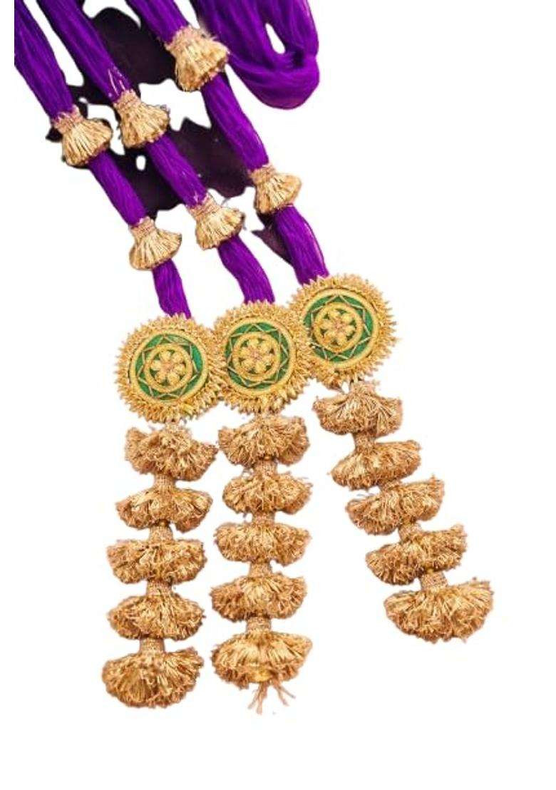 Peppy Paranda Punjabi Paranda for Women Traditional Handcrafted Hair Braid Accessory with Golden Tassels - Indya