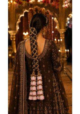 Light Pink Rose 5 Layered Hair Paranda Extension for Women and Brides
