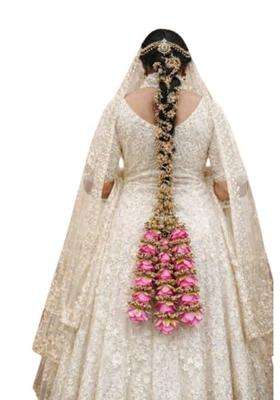 Rimr Fashion Hub Pink and Gold Floral Hair Paranda Braid Accessory for Brides