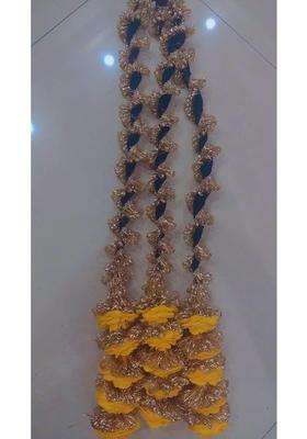 Yellow Velvet Rose Hair Paranda for Braids Ethnic Indian Floral Hair Extension for Women and Girls