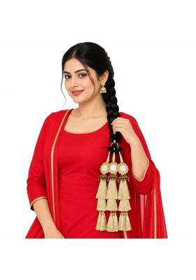 Simka Jhumka and Mirror Punjabi Heavy Design Parandi Hair Extension Braid Tassles Patiala Shahi Paranda Hair