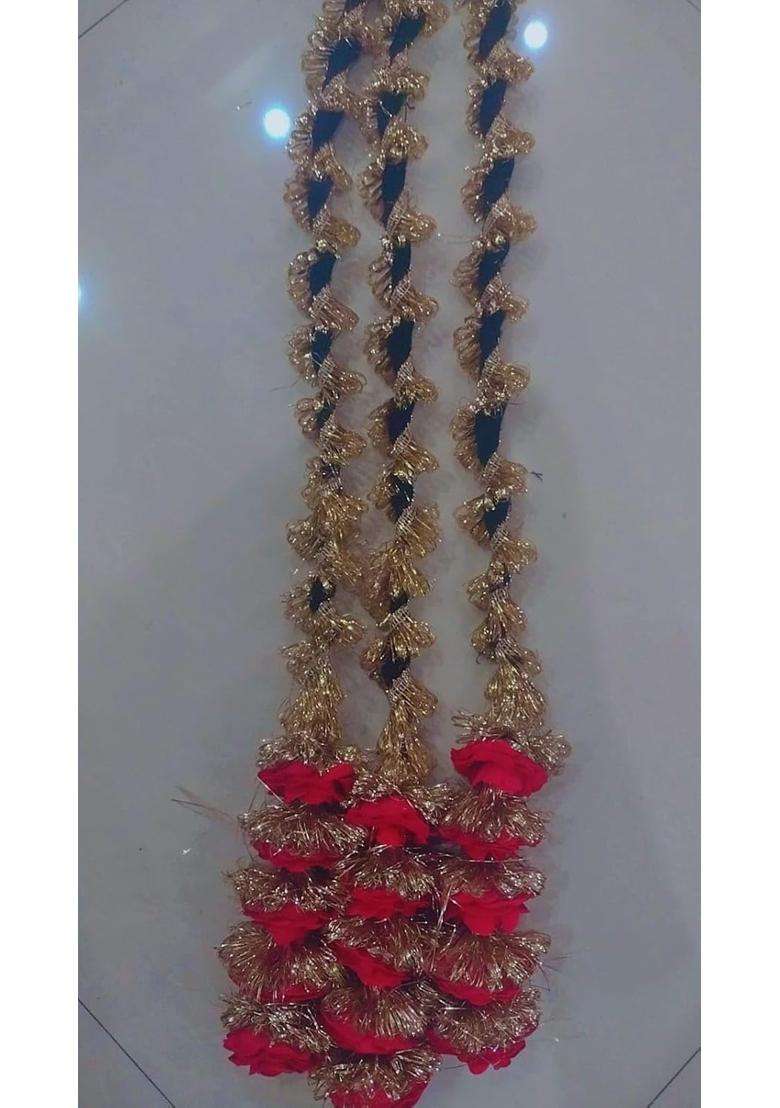 Velvet Red Rose Big Punjabi Paranda Hair Extension - Indya
