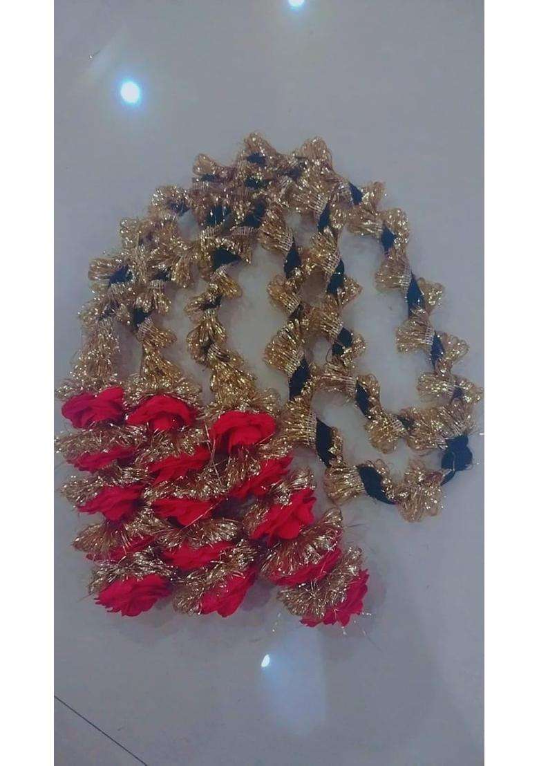 Velvet Red Rose Big Punjabi Paranda Hair Extension - Indya