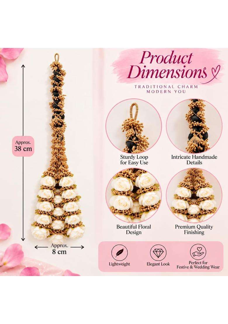 Prityka Punjabi Handmade Pastel Multi Color Heavy Rose Design Golden Hair Paranda for Women - Indya