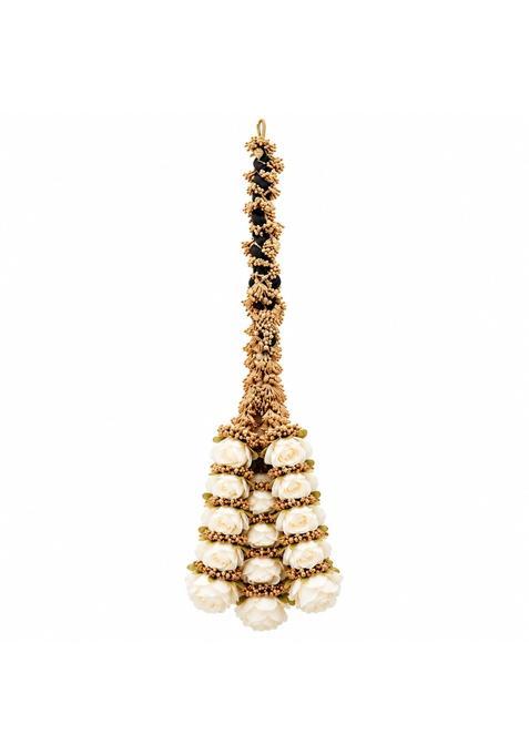 Prityka Punjabi Handmade Pastel Multi Color Heavy Rose Design Golden Hair Paranda for Women