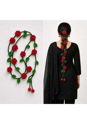 Crochet Hair Parandi Rose Flower Design Traditional Braid Accessory Handmade Paranda for Women