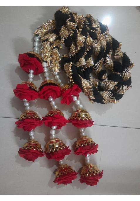 Red Rose Hair Paranda with Kalire and Pearl Hair Extension