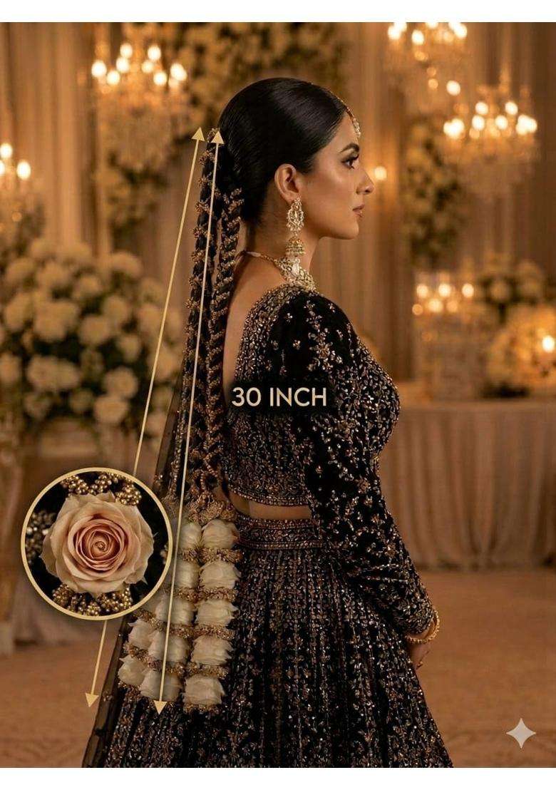 White Rose 5 Layered Hair Paranda Extension for Women and Brides - Indya