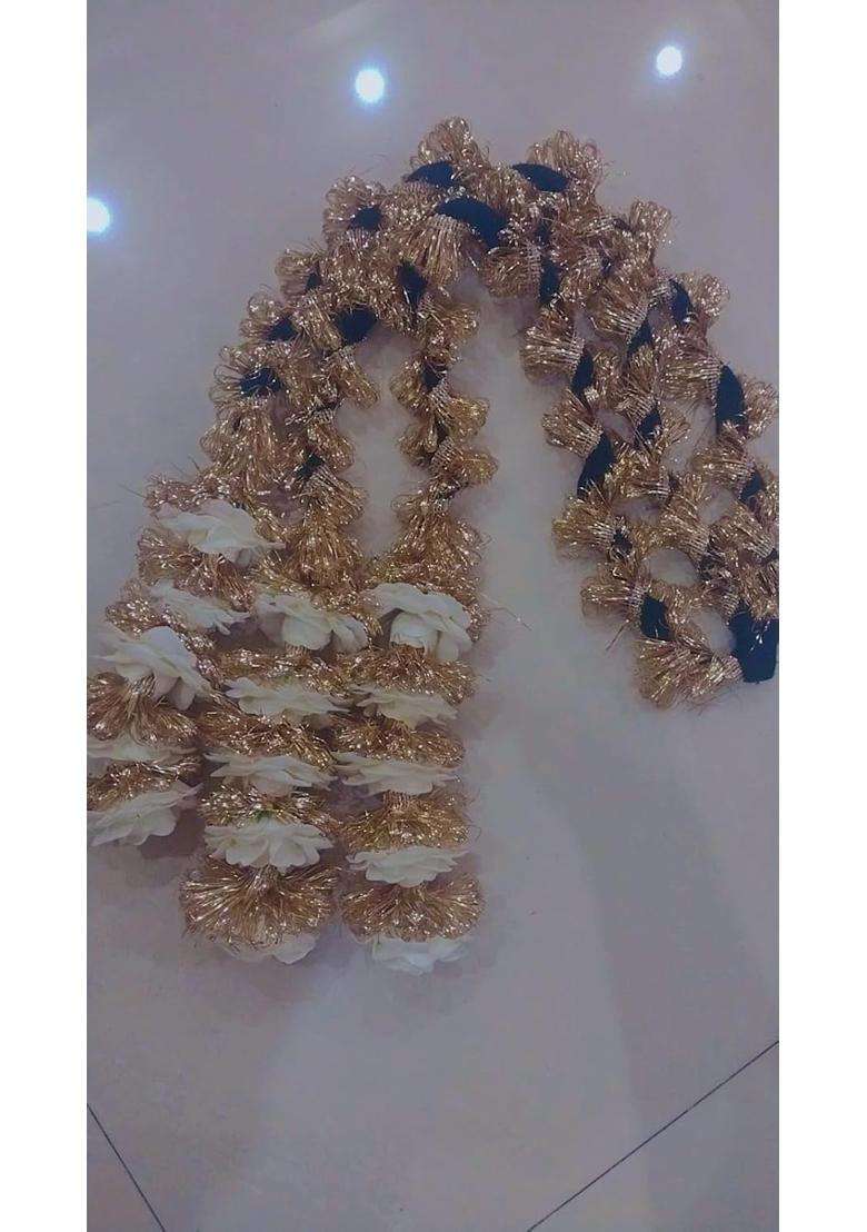Velvet Big White Rose Paranda Hair Extension for Women and Girls - Indya