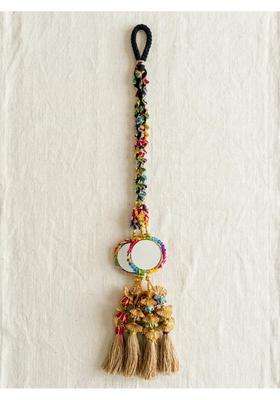 Quirky Trending Punjabi Paranda with Big Mirror Work Multicolour Braided Tassel Hair Accessory