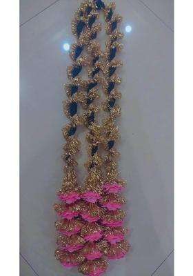 Velvet Big Pink Rose Paranda Hair Extension for Women and Girls