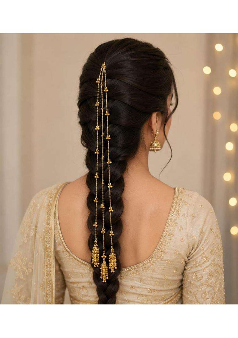 Rimr Kashmiri Ghungroo Paranda for Women and Girls Traditional Handmade Hair Tassel Accessory for Braids - Indya