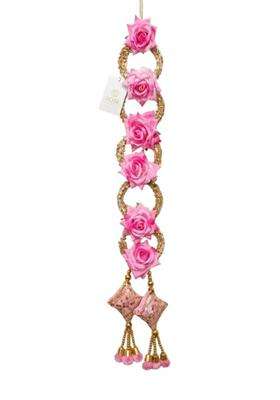 Traditional Handmade Punjabi Paranda for Women Patiala Shahi Hair Braid Extension with Pink Rose Floral Design