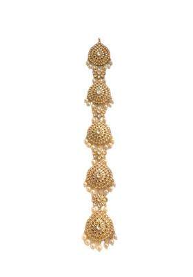 Kundan Pearl Bridal Hair Choti Paranda Traditional Indian Jadai Long Jada Billai Hair Accessory for Wedding