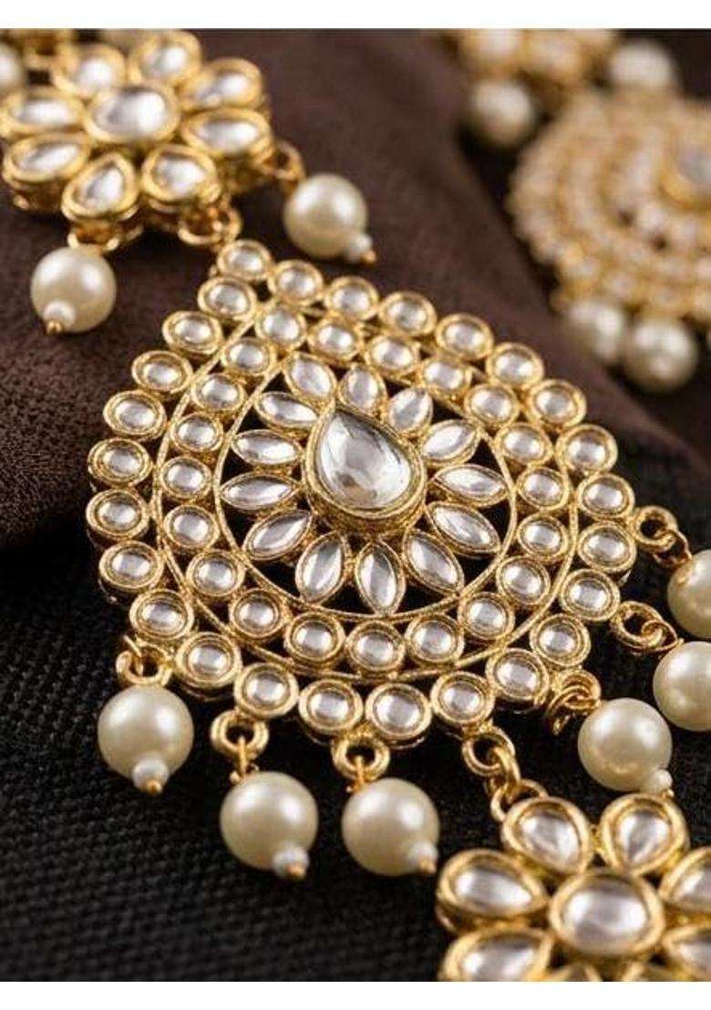 Kundan Pearl Bridal Hair Choti Paranda Traditional Indian Jadai Long Jada Billai Hair Accessory for Wedding - Indya