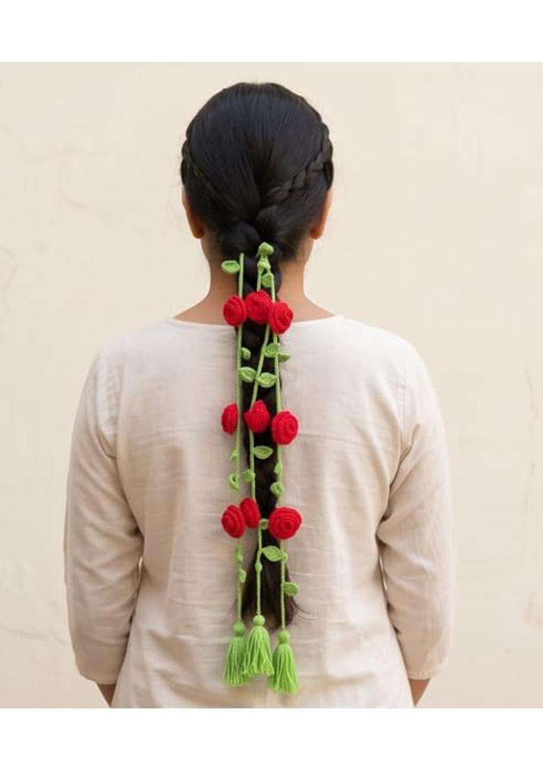 Hookedoncute Handmade Crochet Floral Paranda with Red Roses - Indya
